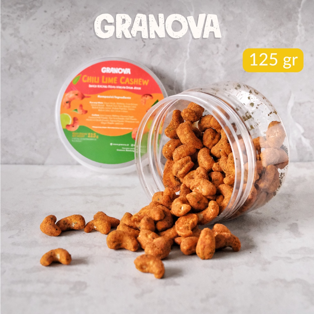 Granova - Kacang Mede / Mete Panggang Premium Gurih Asam Pedas 125gr / Roasted Chili Lime Cashew (Tanpa MSG)