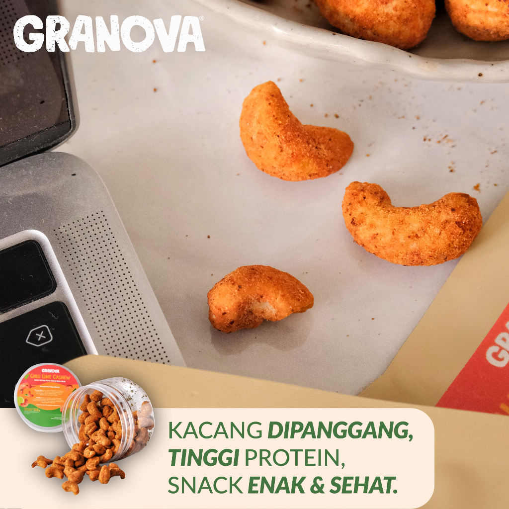 Granova - Kacang Mede / Mete Panggang Premium Gurih Asam Pedas 125gr / Roasted Chili Lime Cashew (Tanpa MSG)