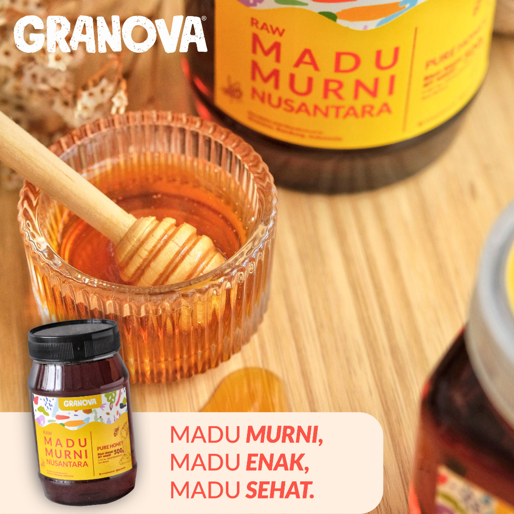 Granova - Madu Murni Nusantara 500gr (Premium, Madu Asli 100%, Sehat, Natural)