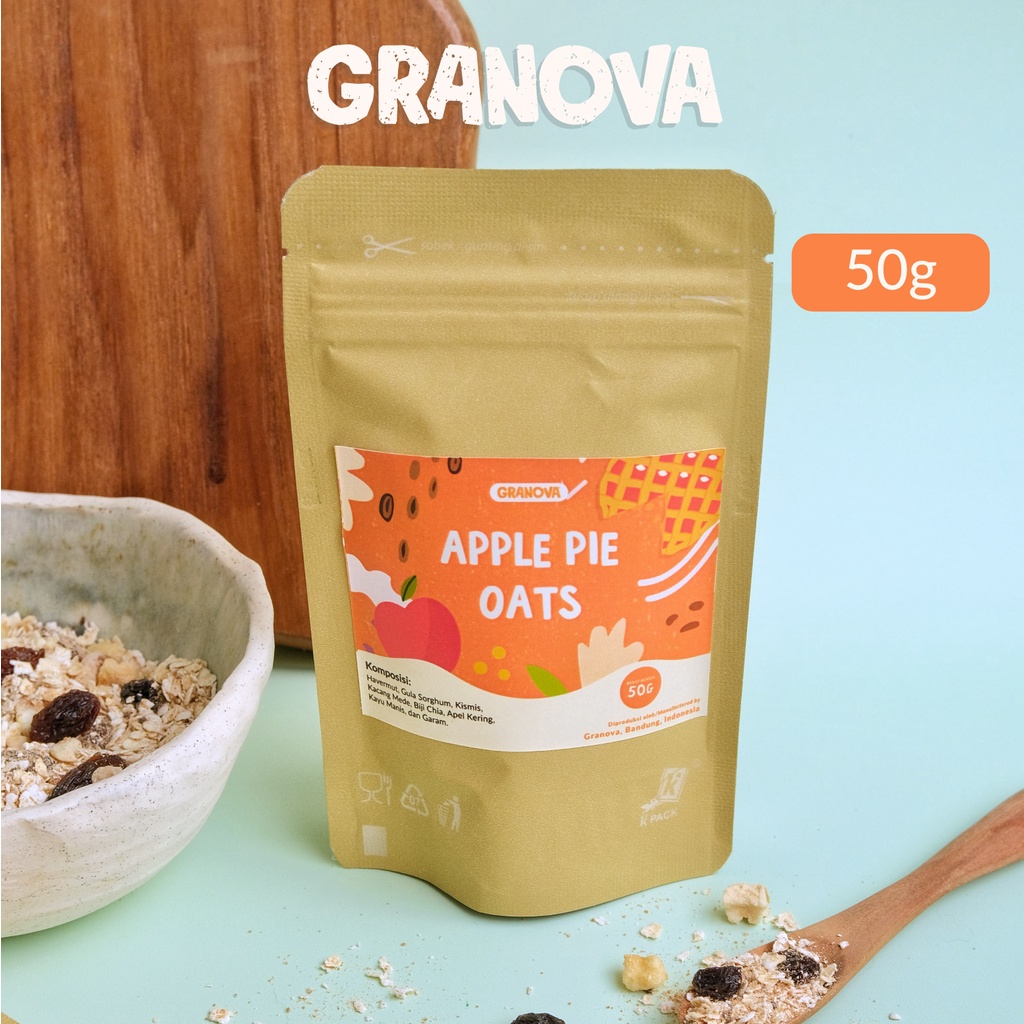 Granova - Oat Siap Seduh / Instant Oatmeal (Apple Pie / Apel & Kayu Manis)