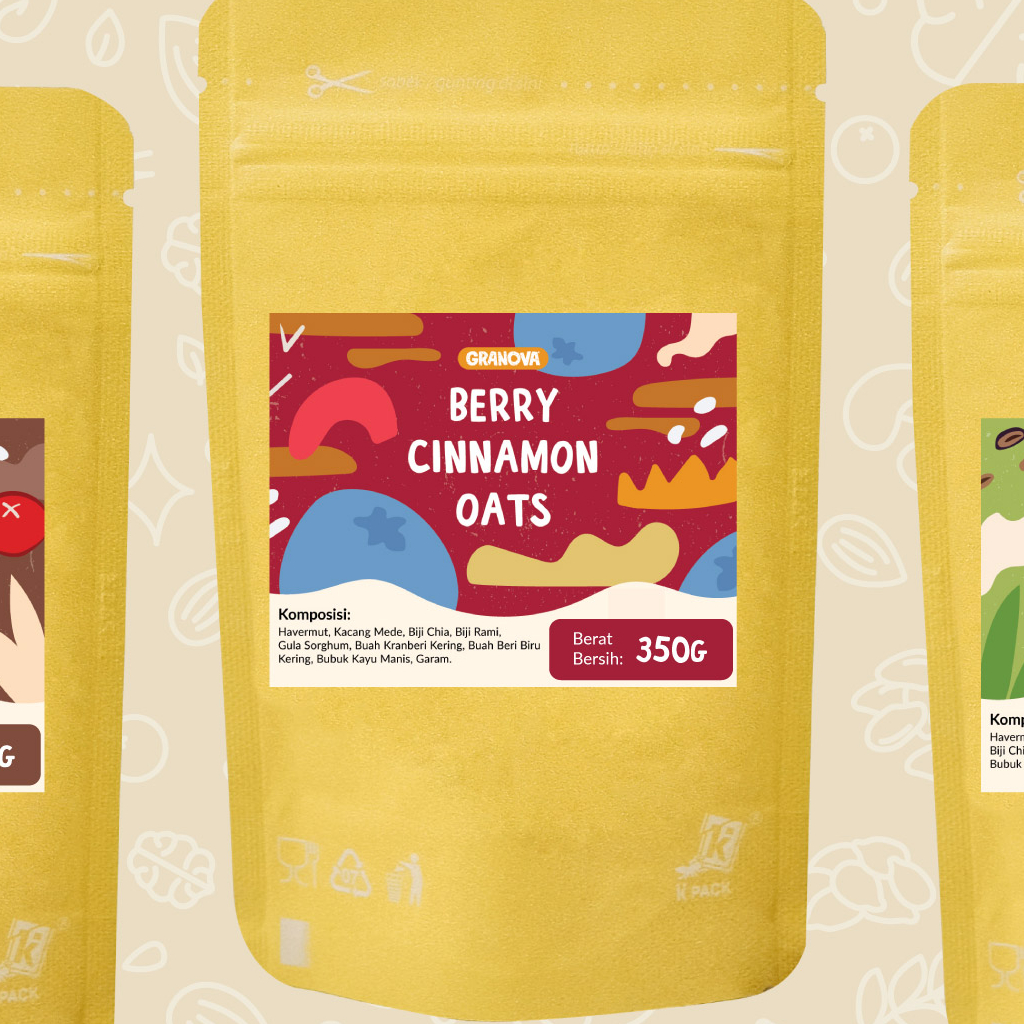 Granova - Oat Siap Seduh / Instant Oatmeal (Cacao Berry / Coklat & Buah Beri)