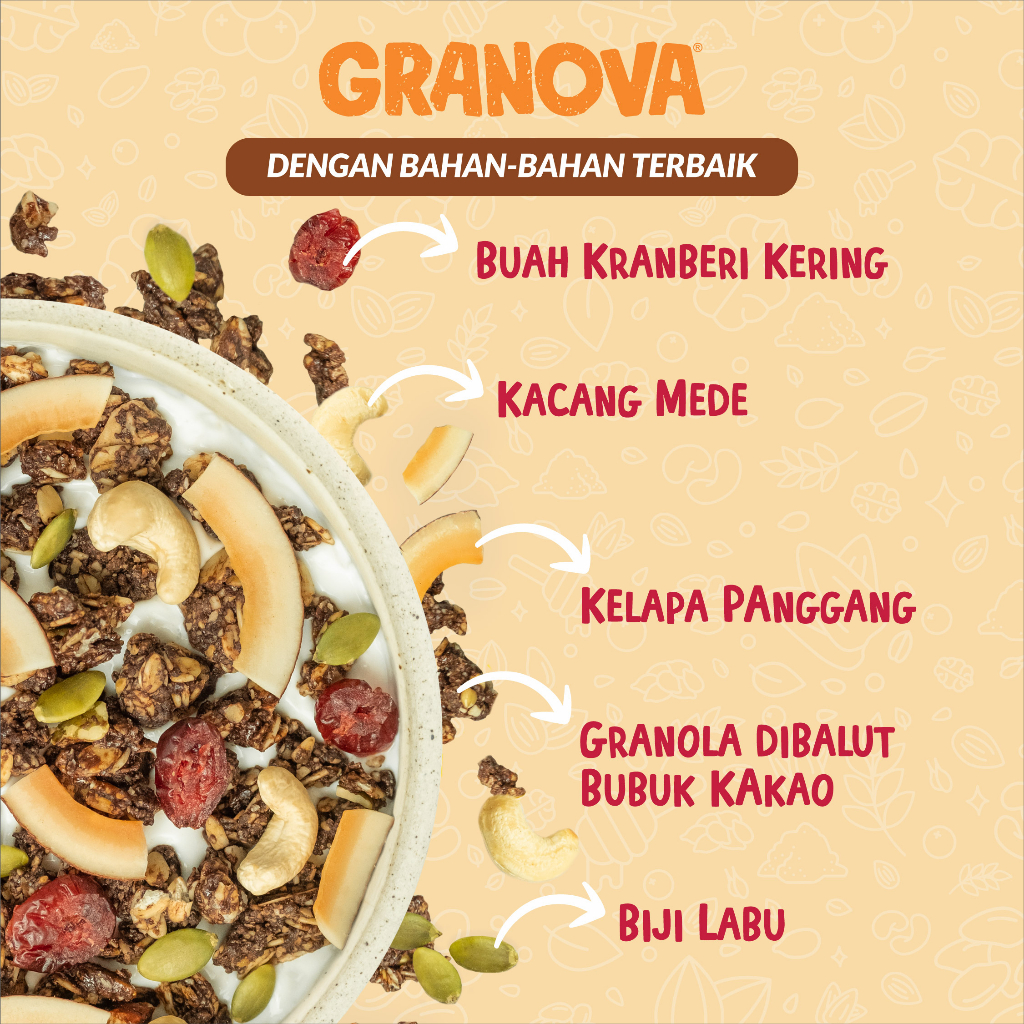 Granova - Granola Chocolate Cranberry (Coklat & Kranberi) 100gr / 270gr - Sereal, Sarapan Sehat, Halal