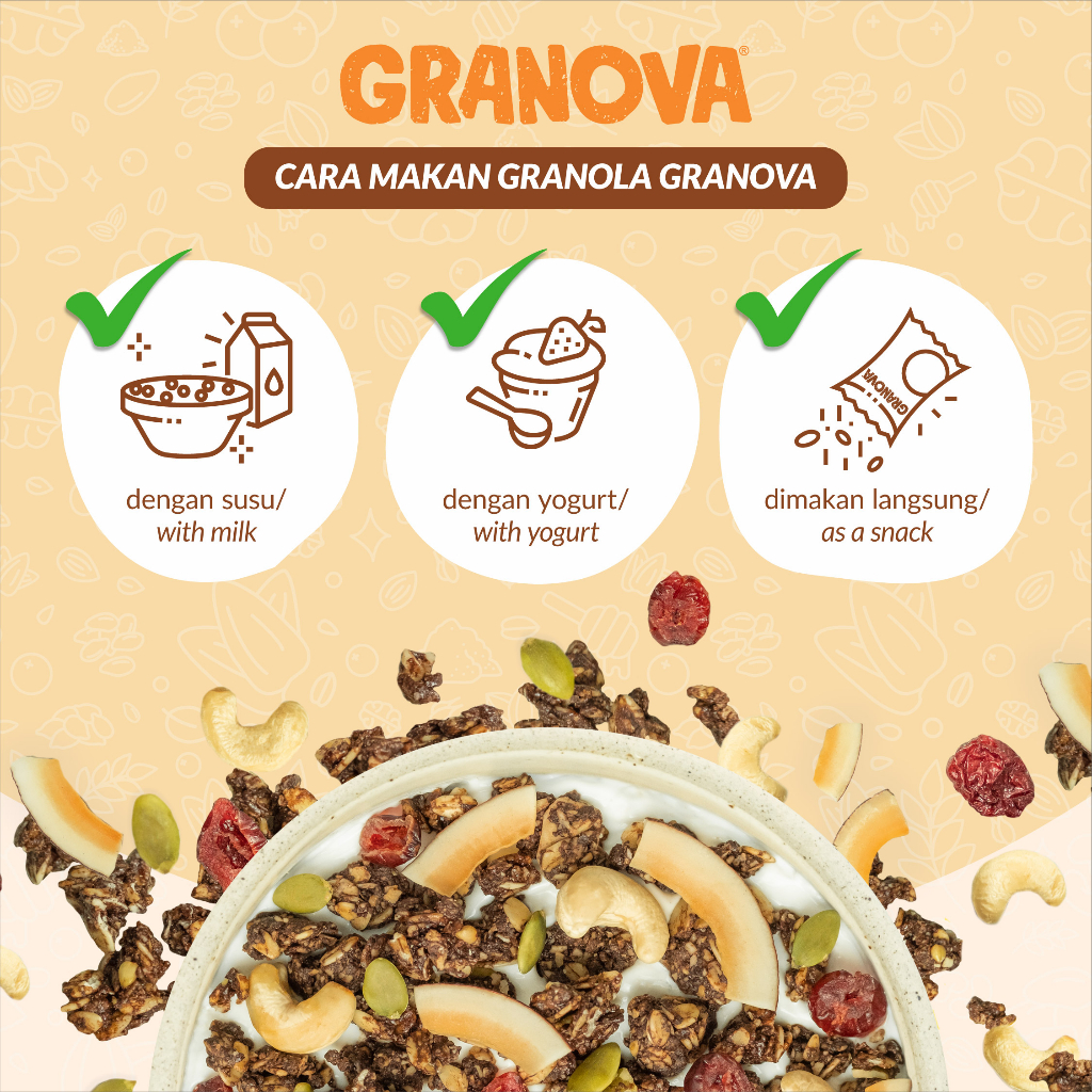 Granova - Granola Chocolate Cranberry (Coklat & Kranberi) 100gr / 270gr - Sereal, Sarapan Sehat, Halal