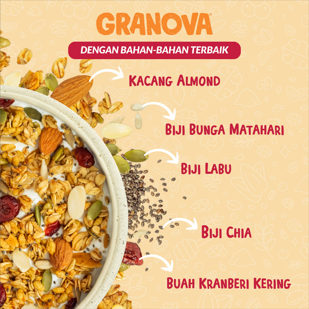Granova - Granola Honey Almond (Madu & Almond) 100gr / 270gr - Sereal, Sarapan Sehat, Halal