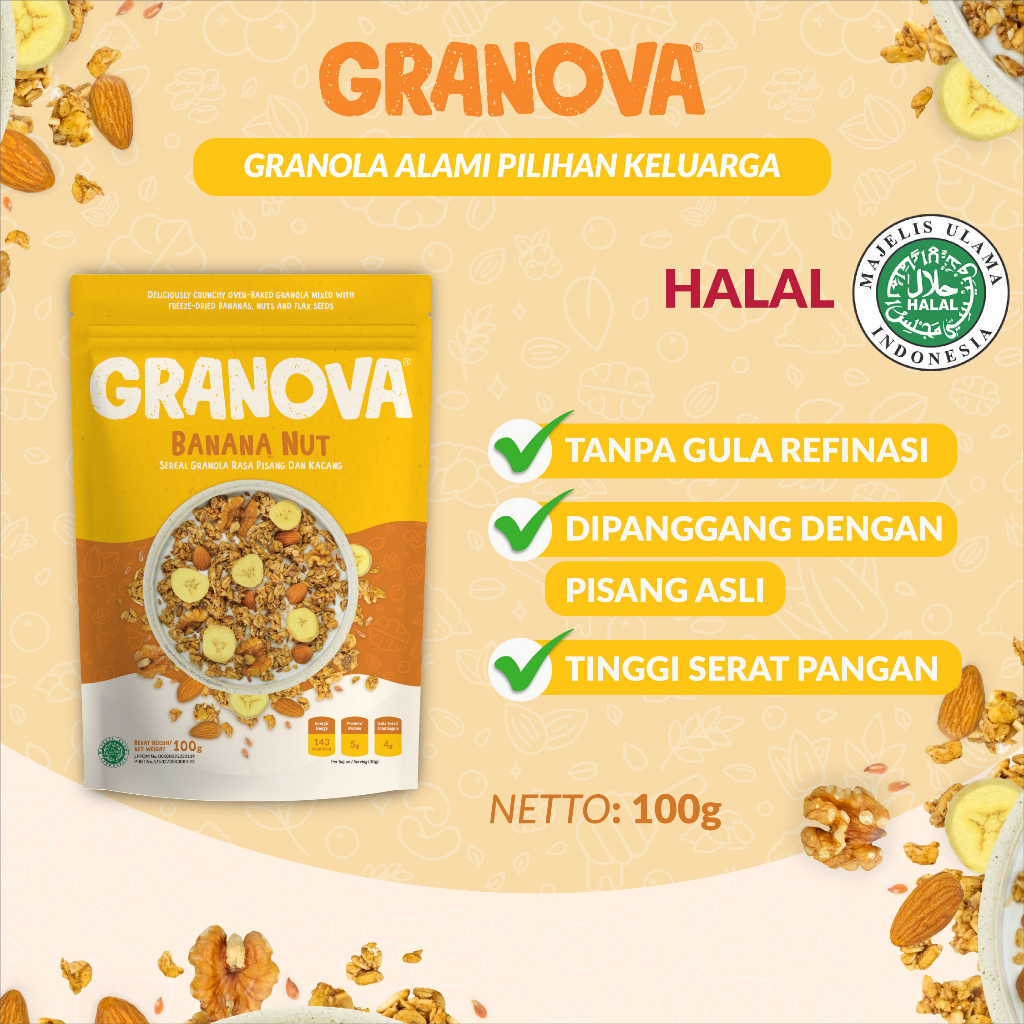 Granova - Granola 100 gr x 4 pcs - Sereal, Sarapan Sehat, Halal