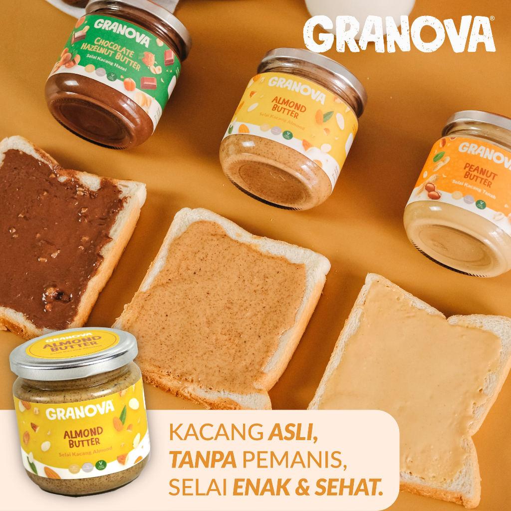 Granova - Selai Kacang Almond 220gr / Almond Butter (Unsweetened / Tanpa Gula, Vegan, Tanpa Minyak Tambahan)