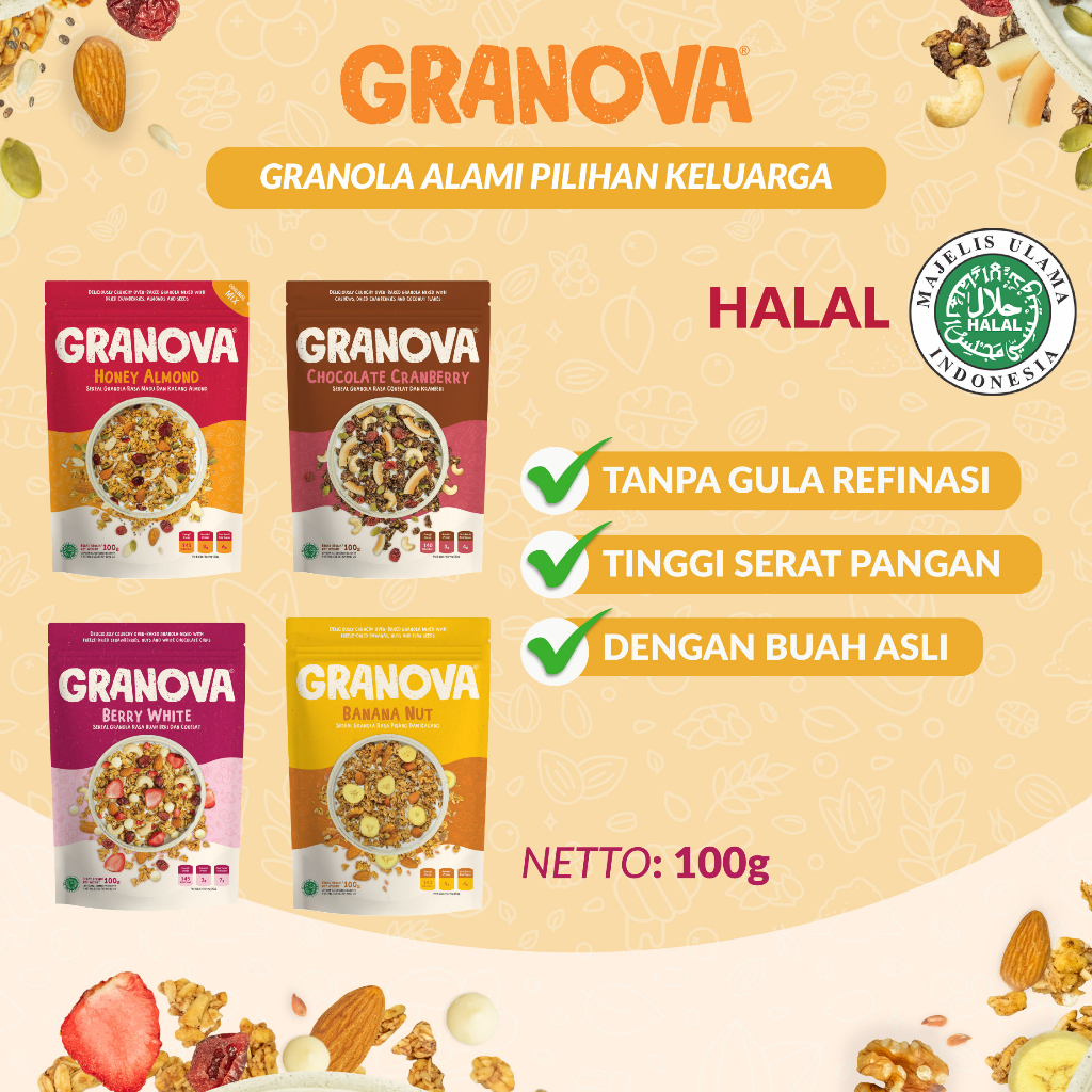 Granova - Granola 100 gr x 1 pc - Sereal, Sarapan Sehat, Halal
