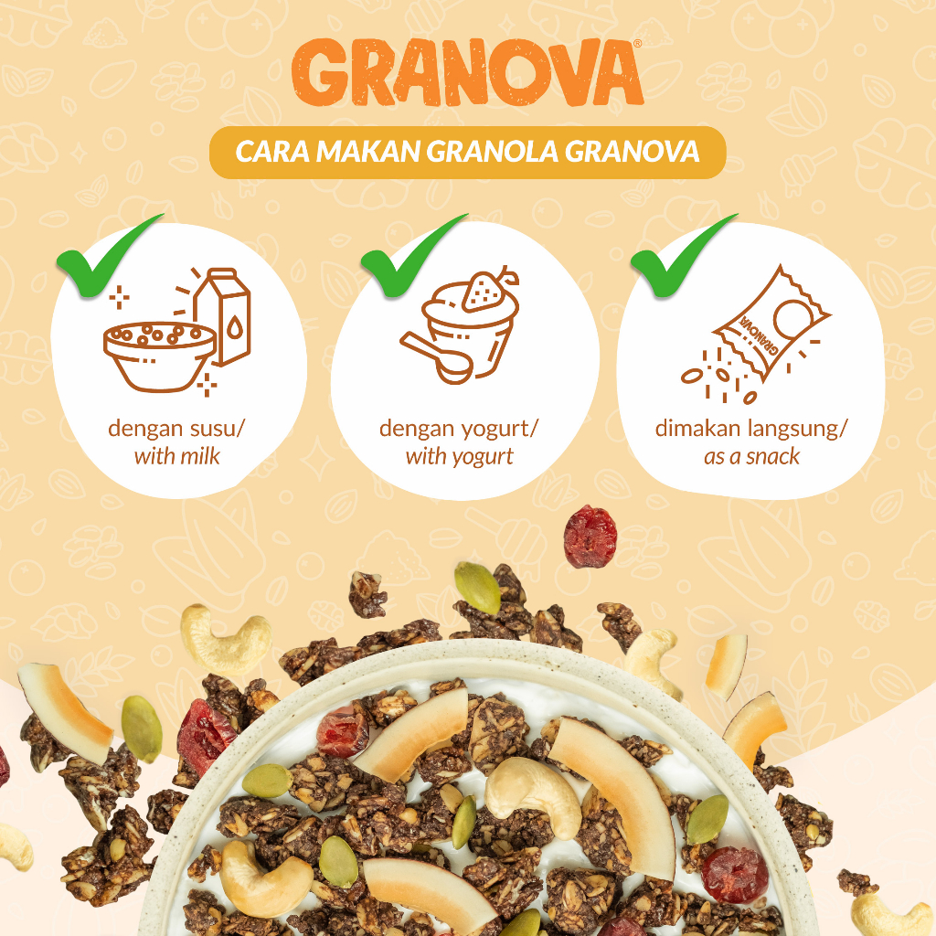 Granova - Granola 270 gr x 1 pc (Honey Almond, Choco Cranberry, Berry White, Banana Nut) - Sereal, Sarapan Sehat, Halal