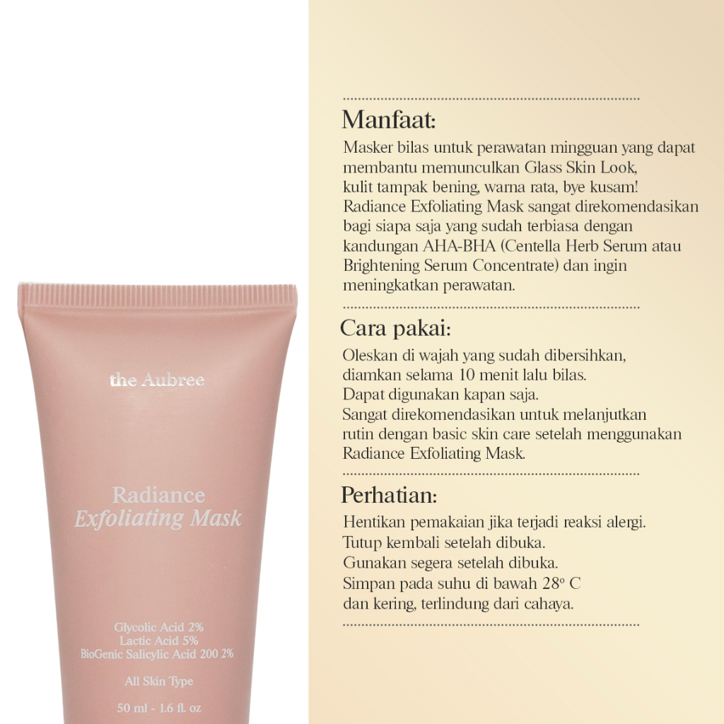 The Aubree Radiance Exfoliating Mask 50 ml Masker Pencerah Wajah The