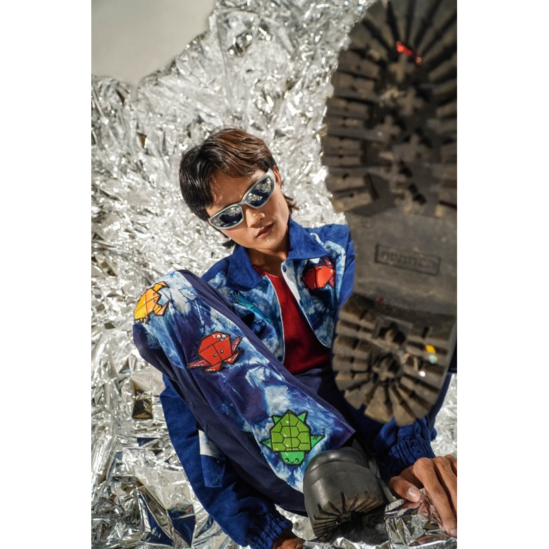 BOOLAO VARSITY ORIGAMI Jacket Tie Dye Ombak (Jaket Bordir Patch)
