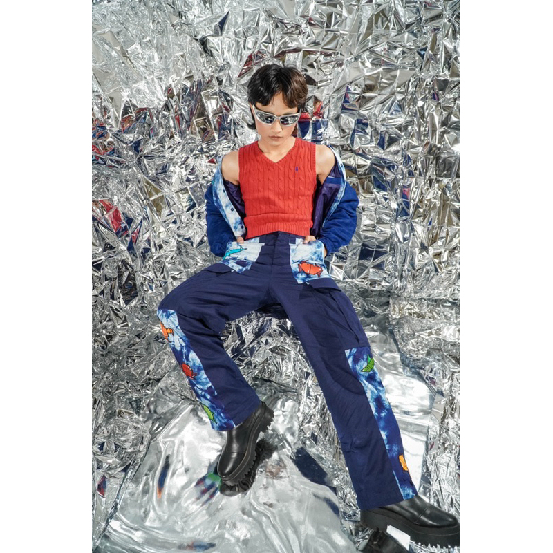 BOOLAO VARSITY ORIGAMI Jacket Tie Dye Ombak (Jaket Bordir Patch)