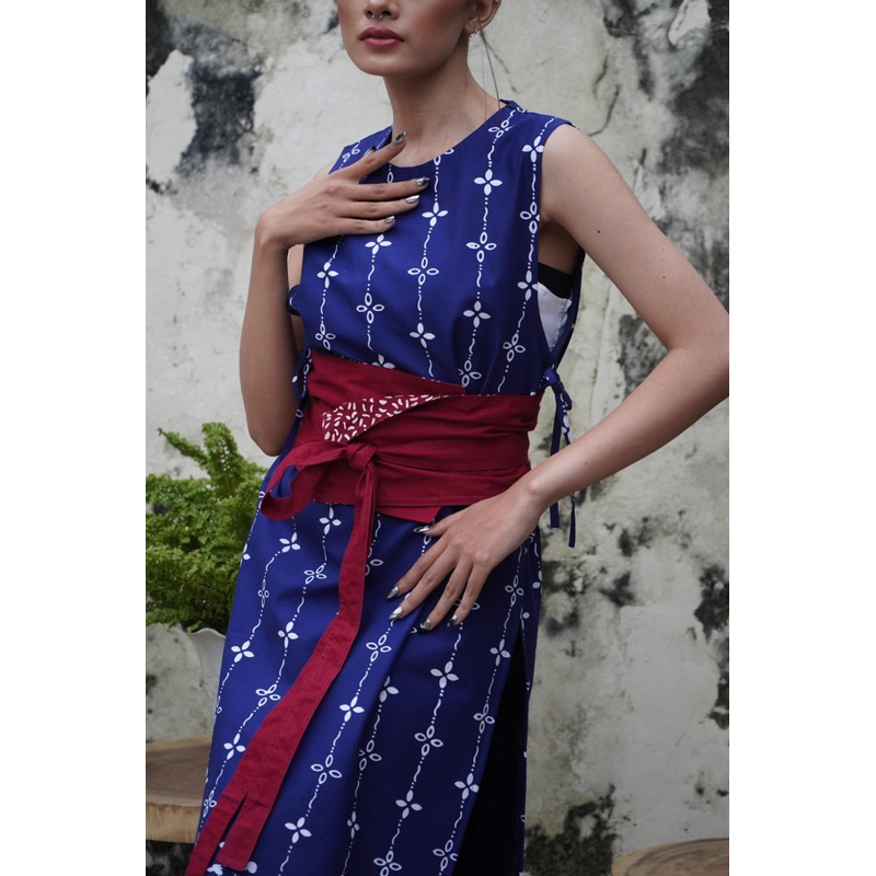 BOOLAO Kumeli Vest Navy Blue (Rompi outer Batik Kawung) - Biru Dongker