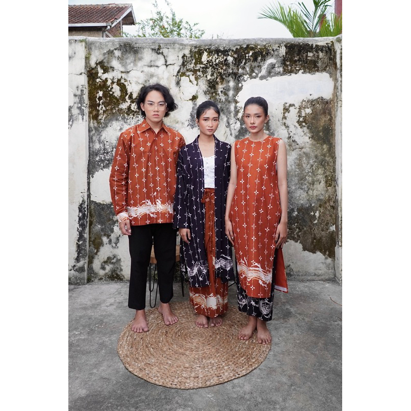 BOOLAO Kumeli Wrap Skirt Coklat (Rok Lilit Ikat Batik Kawung) - Caramel