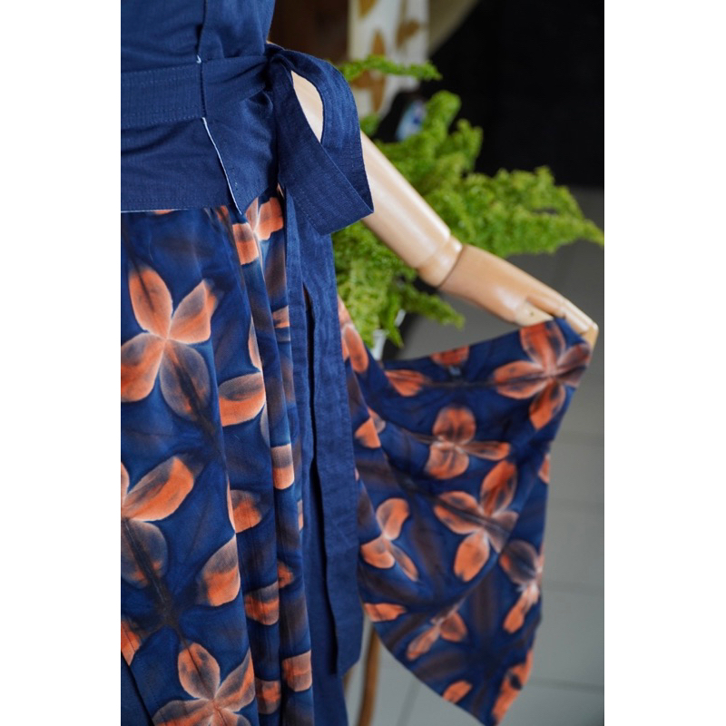 BOOLAO Outer Sleeveless Kawung Navy Brown (Outer Batik Panjang)