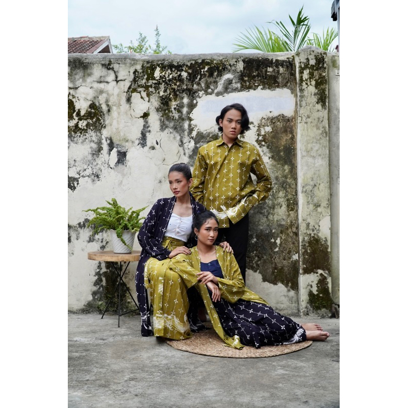 BOOLAO Kumeli Wrap Skirt Lime Green (Rok Lilit Ikat Batik Kawung) - Hijau Olive