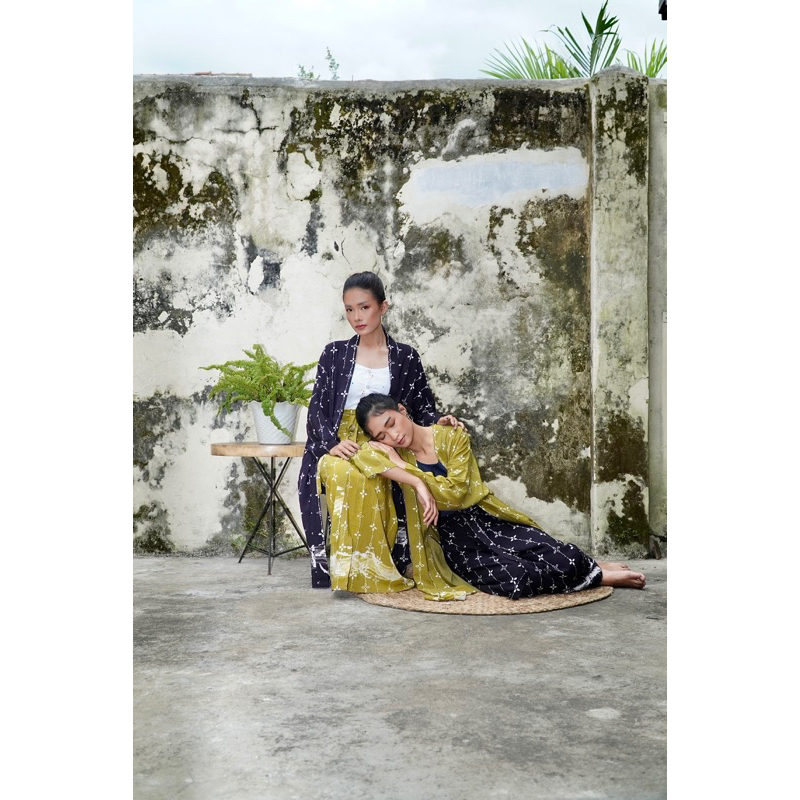 BOOLAO Kumeli Wrap Skirt Lime Green (Rok Lilit Ikat Batik Kawung) - Hijau Olive