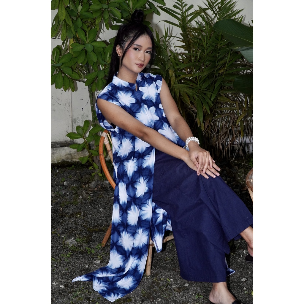 BOOLAO Outer Sleeveless Snowflakes Navy (Outer Panjang)