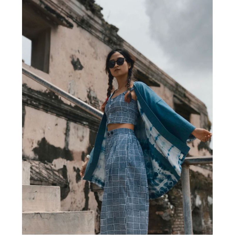 BOOLAO Kimono (Reversible Haori Outer) Tie Dye Shibori