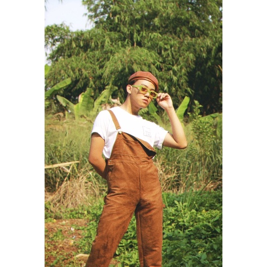 BOOLAO Over All Corduroy Suede PICNIC PANIC (Jumpsuit Celana Kodok Coklat)