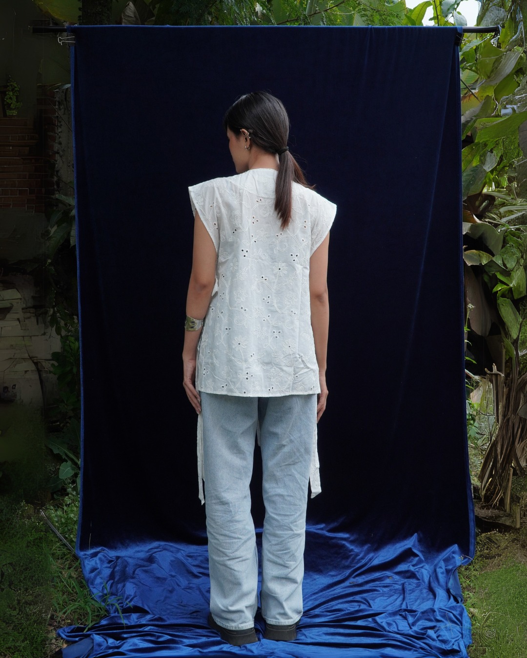 BOOLAO Kebaya Outer Terang Bulan Daisy Hako Detachable (Bongkar Pasang) - Broken White