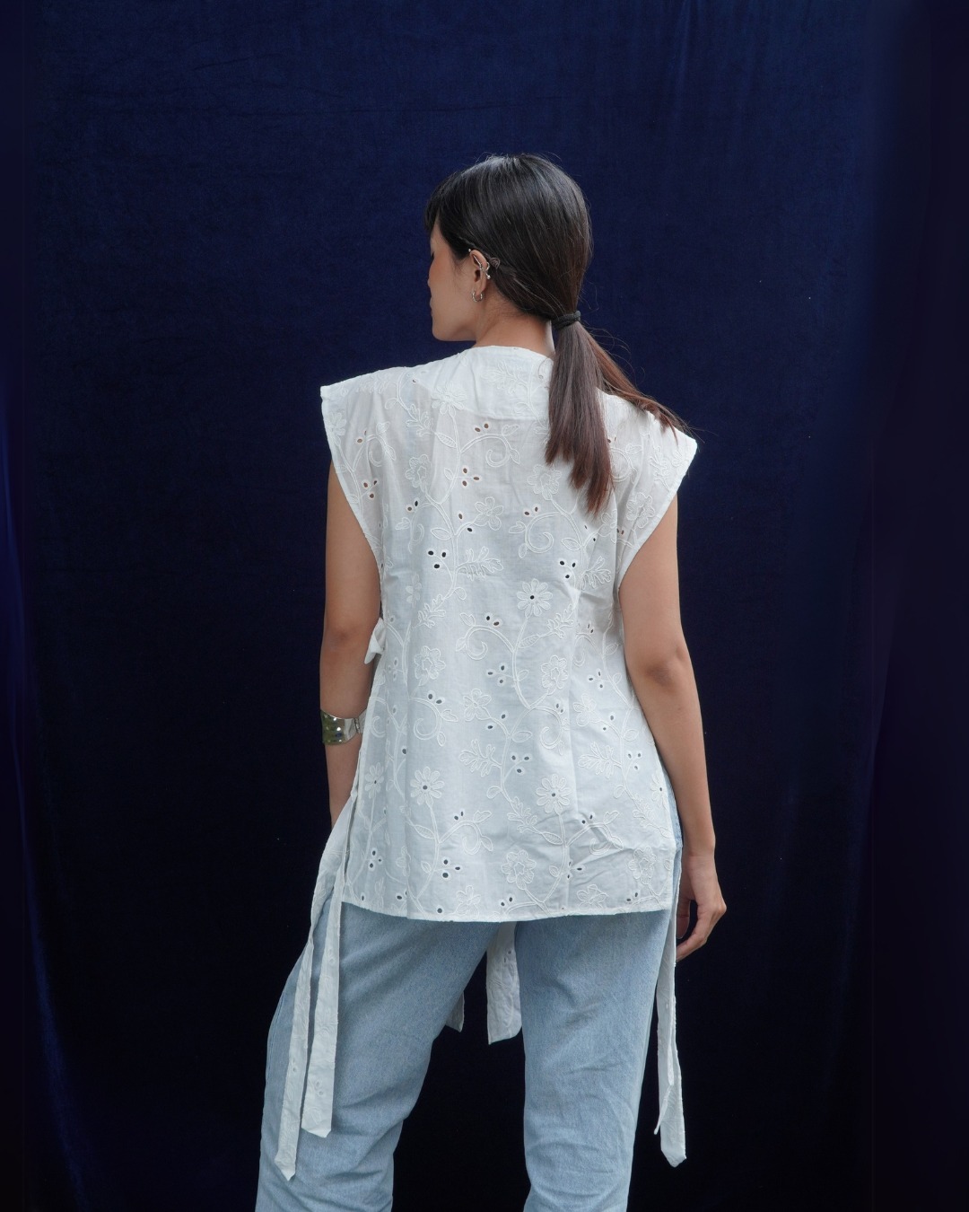 BOOLAO Kebaya Outer Terang Bulan Daisy Hako Detachable (Bongkar Pasang) - Broken White
