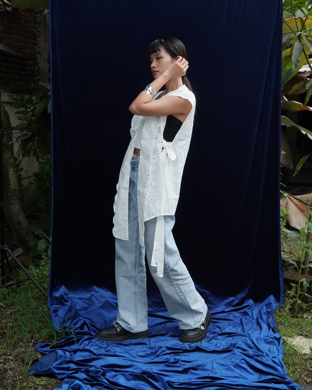 BOOLAO Kebaya Outer Terang Bulan Daisy Hako Detachable (Bongkar Pasang) - Broken White