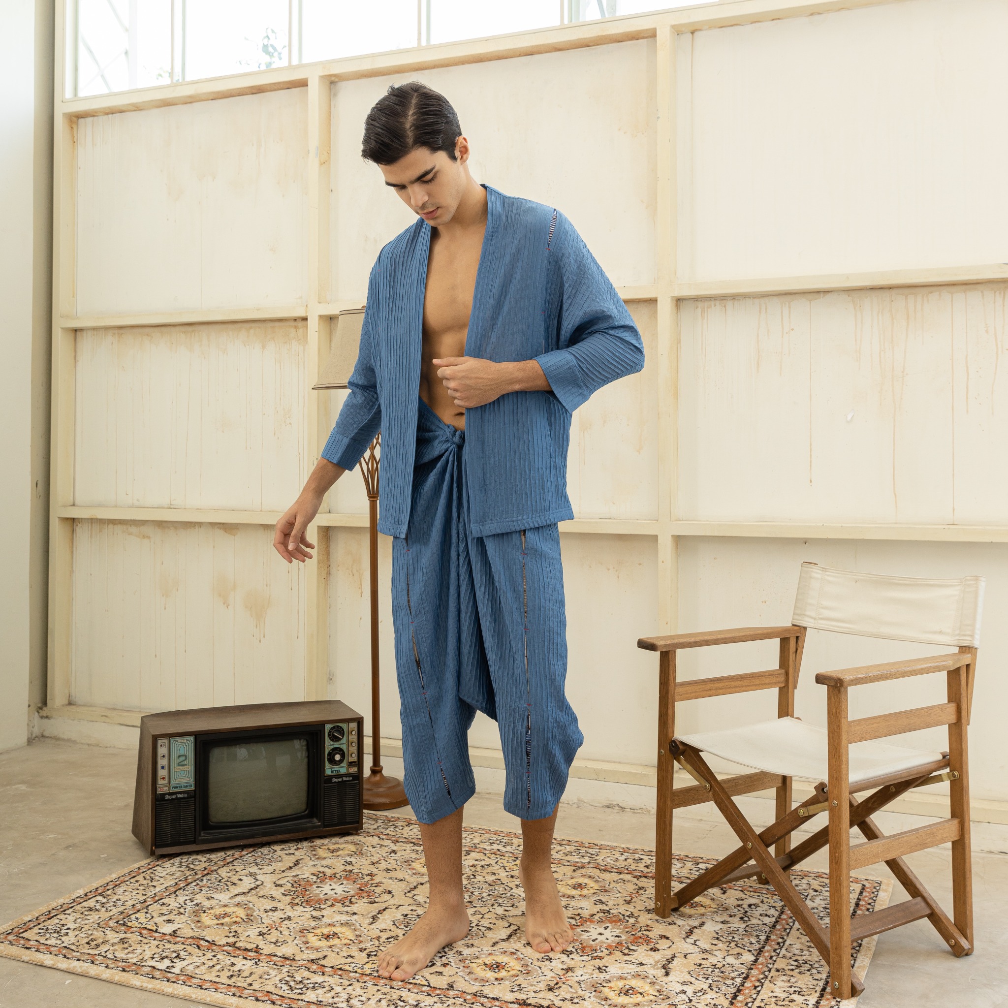 BOOLAO Cingkrang Wrap Pants - Blue