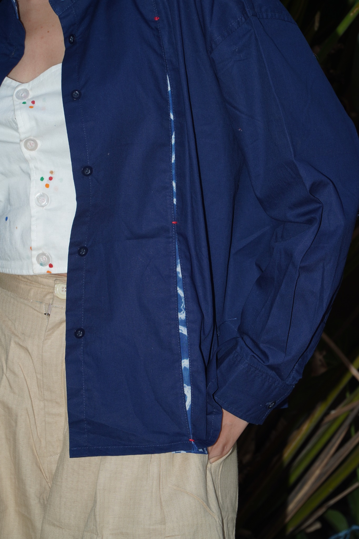 BOOLAO Kemeja Wanita Glimpse Shibori - Blue Navy Jacquard Batik