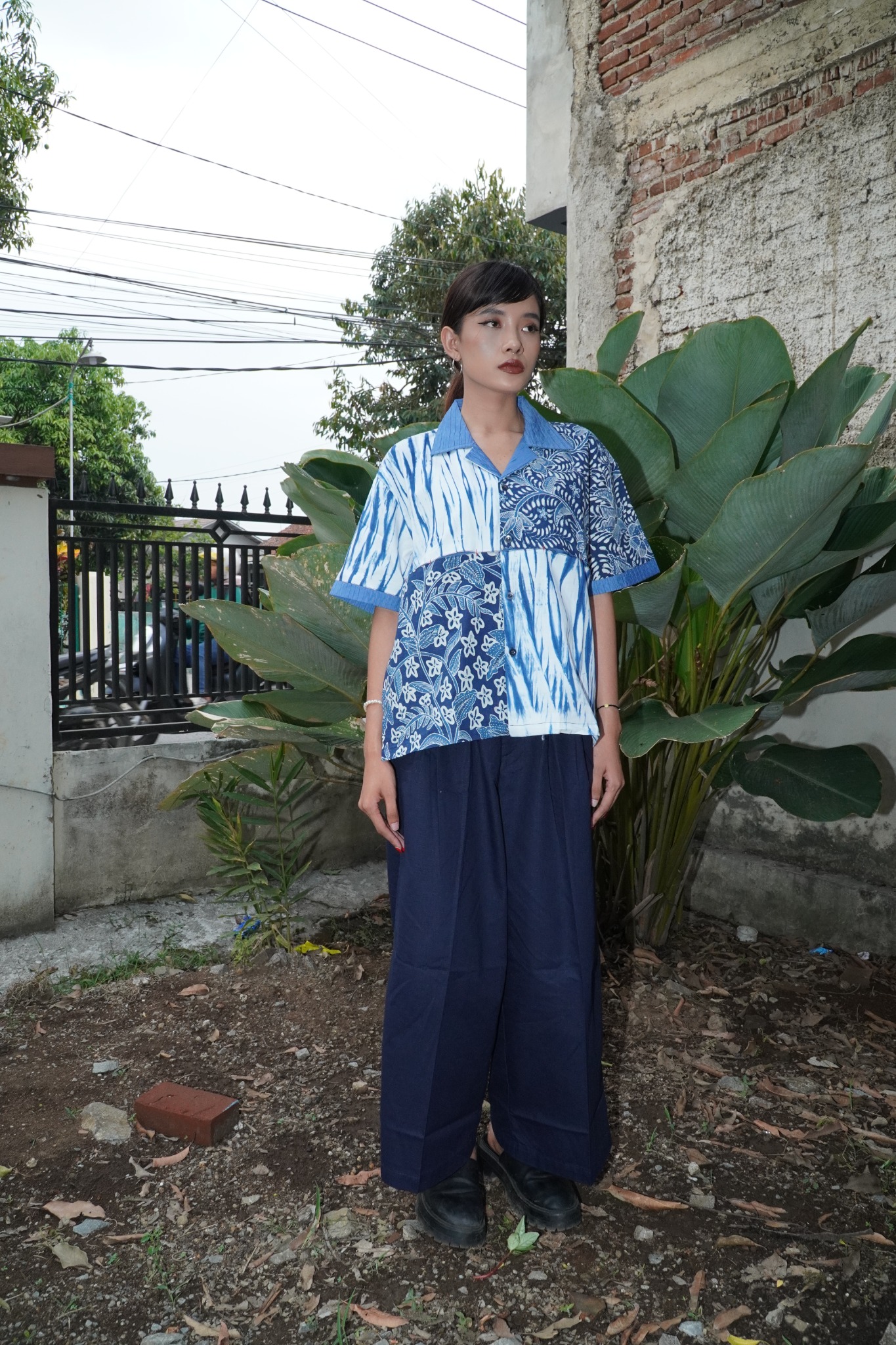 BOOLAO Bowling Shirt Pattern Block Batik - Shibori