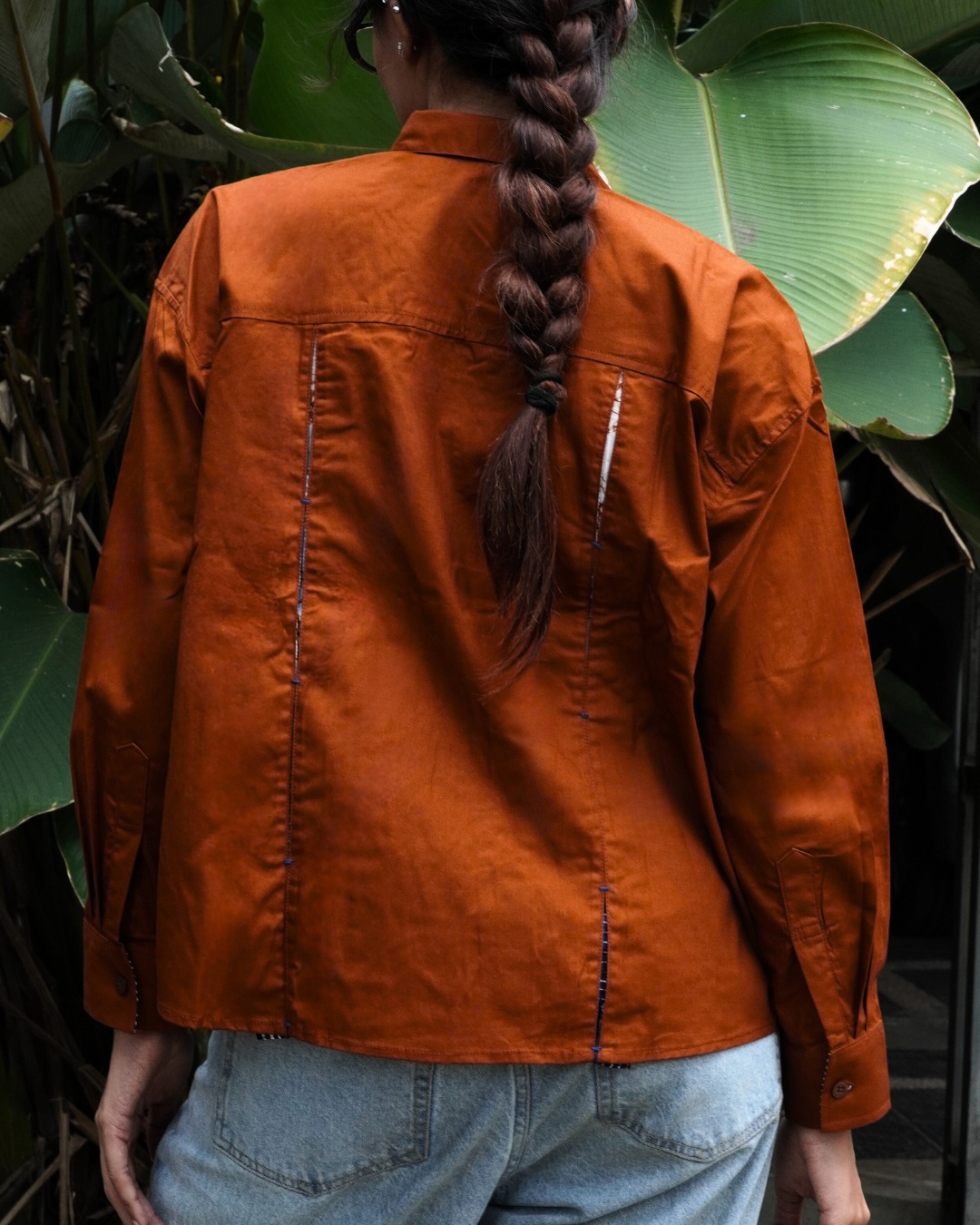 BOOLAO Kemeja Wanita Glimpse Shibori - Brown Jacquard Batik