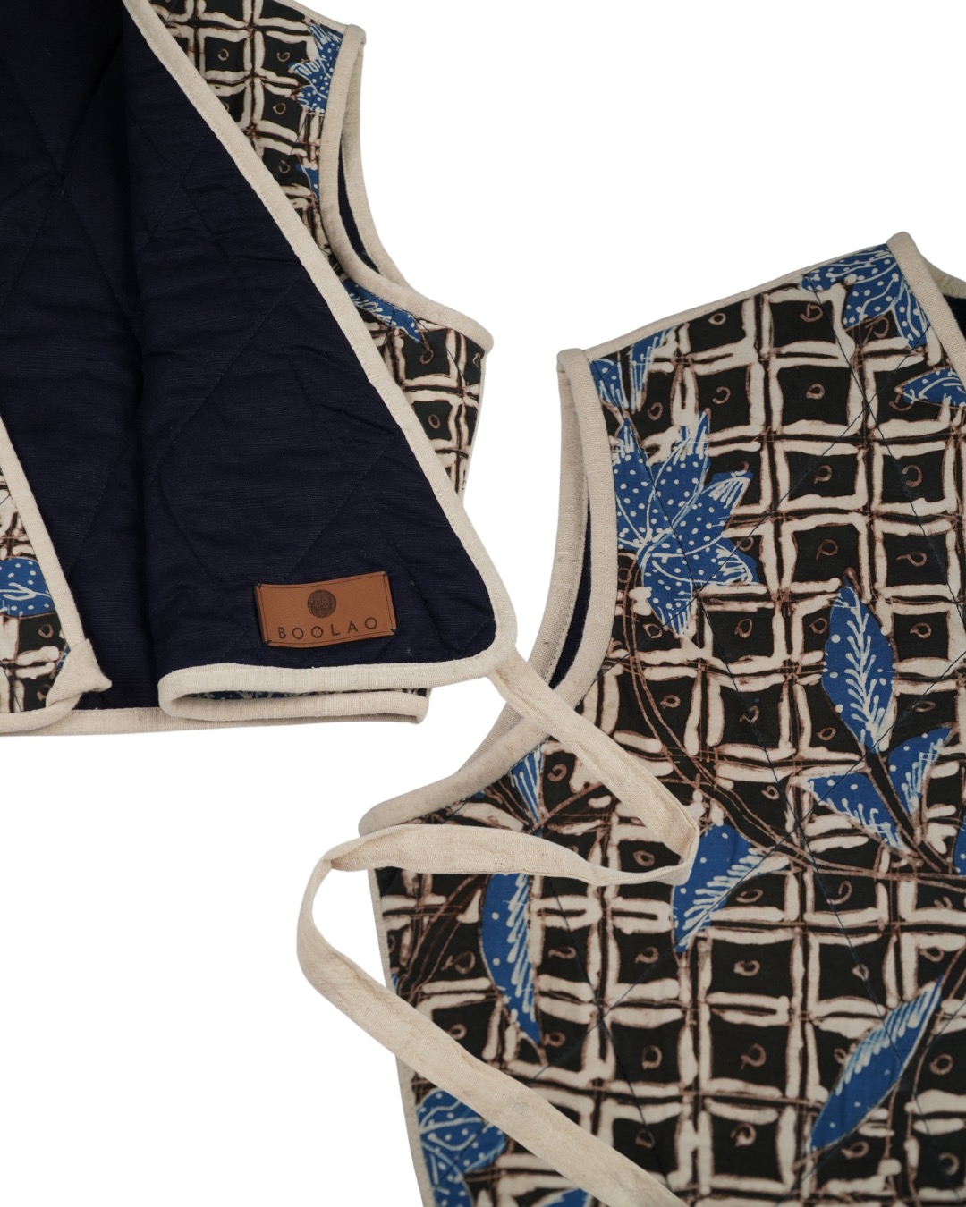 BOOLAO Puffy Ethnic Batik Vest