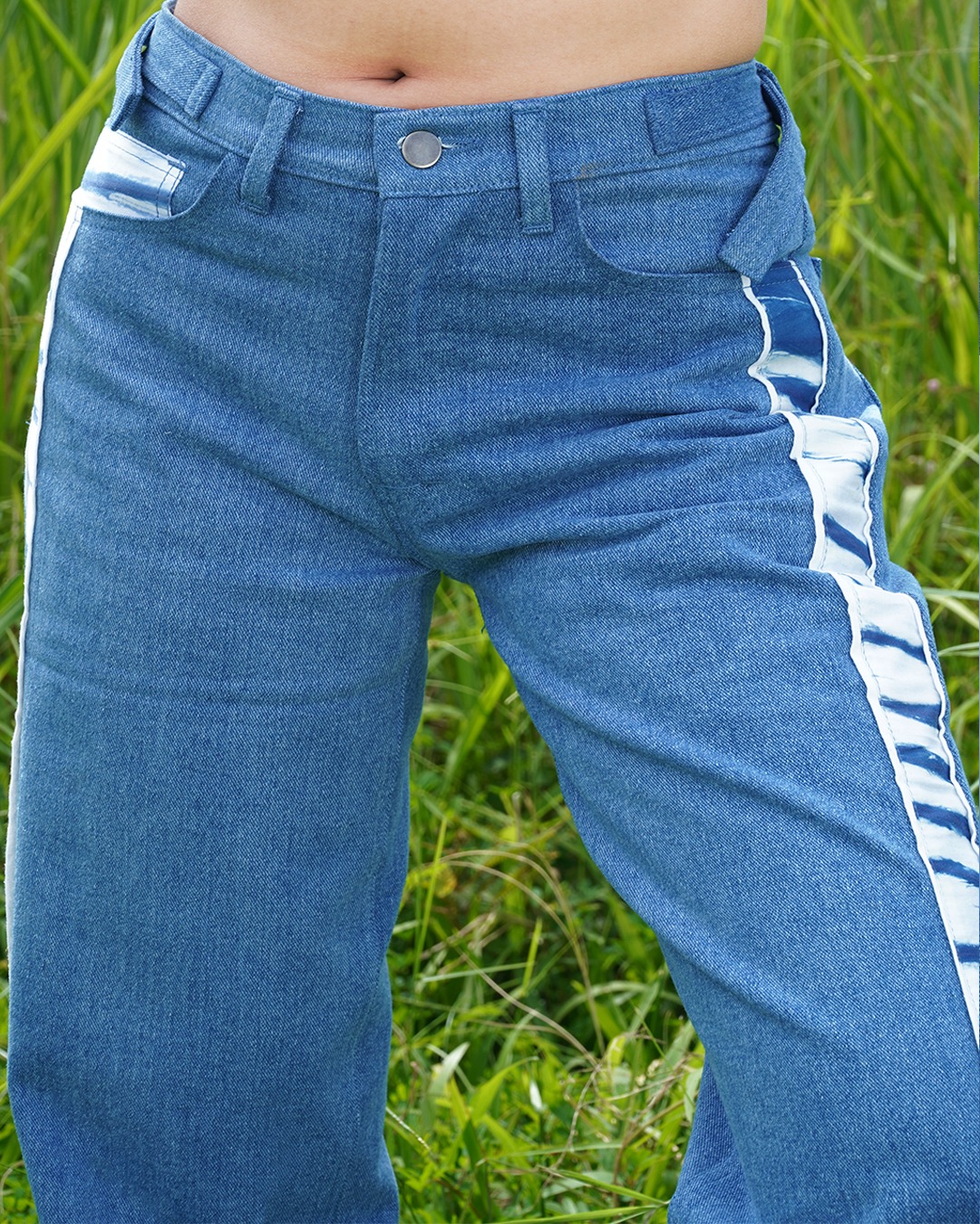BOOLAO Jeans Liz Shibori, Celana Washed Tie Dye Denim - Sky Blue