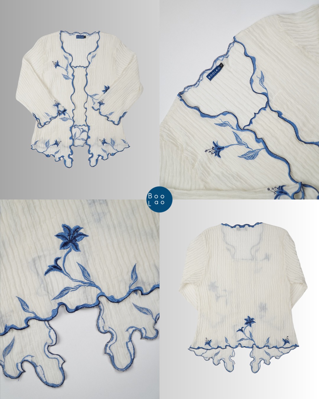 BOOLAO Kebaya Lily Embroidery (Detachable Outer) - Putih