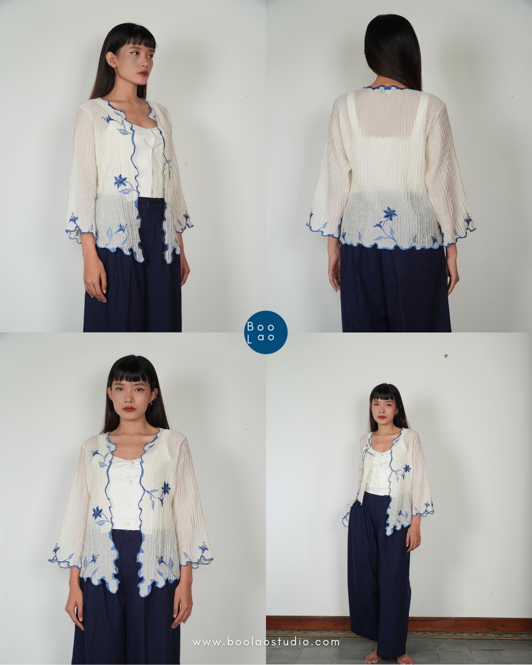 BOOLAO Kebaya Lily Embroidery (Detachable Outer) - Putih