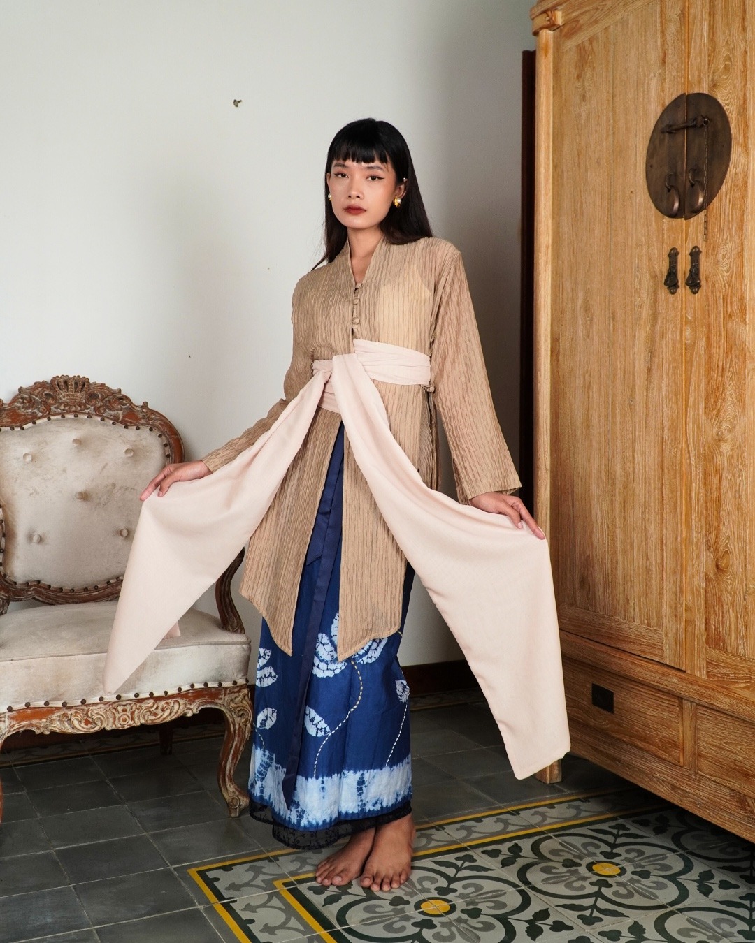 ⁠BOOLAO Kebaya MIRANA Kemben Detachable (Outer Bongkar Pasang) - Coklat