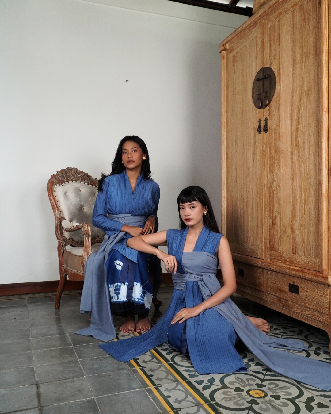 BOOLAO Kebaya MIRANA Kemben Detachable (Outer Bongkar Pasang) - Biru