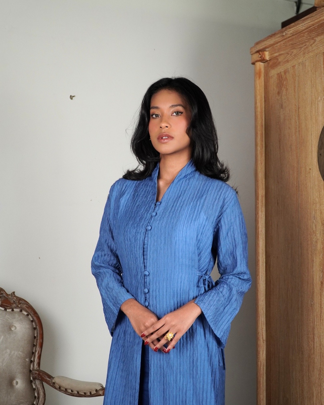 BOOLAO Kebaya MIRANA Kemben Detachable (Outer Bongkar Pasang) - Biru