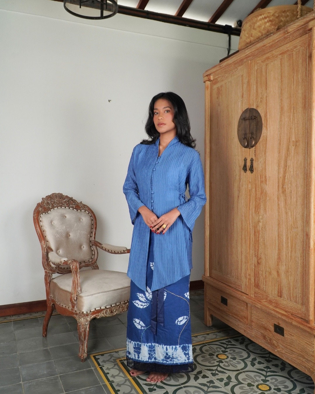 BOOLAO Kebaya MIRANA Kemben Detachable (Outer Bongkar Pasang) - Biru