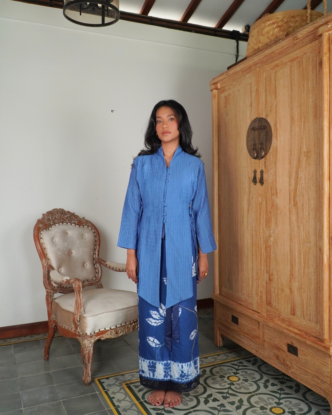 BOOLAO Kebaya MIRANA Kemben Detachable (Outer Bongkar Pasang) - Biru