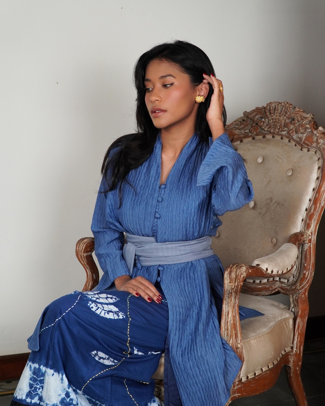 BOOLAO Kebaya MIRANA Kemben Detachable (Outer Bongkar Pasang) - Biru