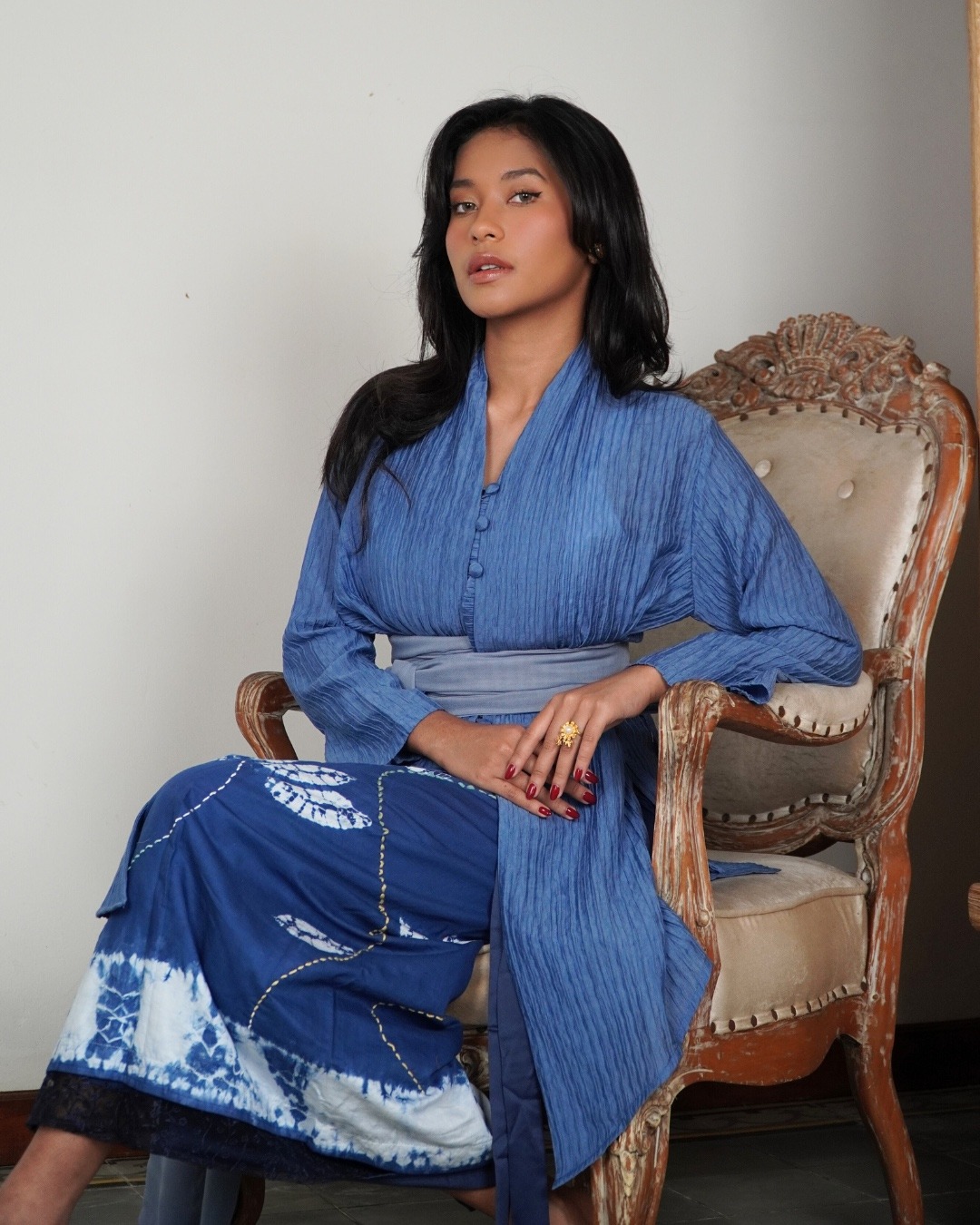 BOOLAO Kebaya MIRANA Kemben Detachable (Outer Bongkar Pasang) - Biru