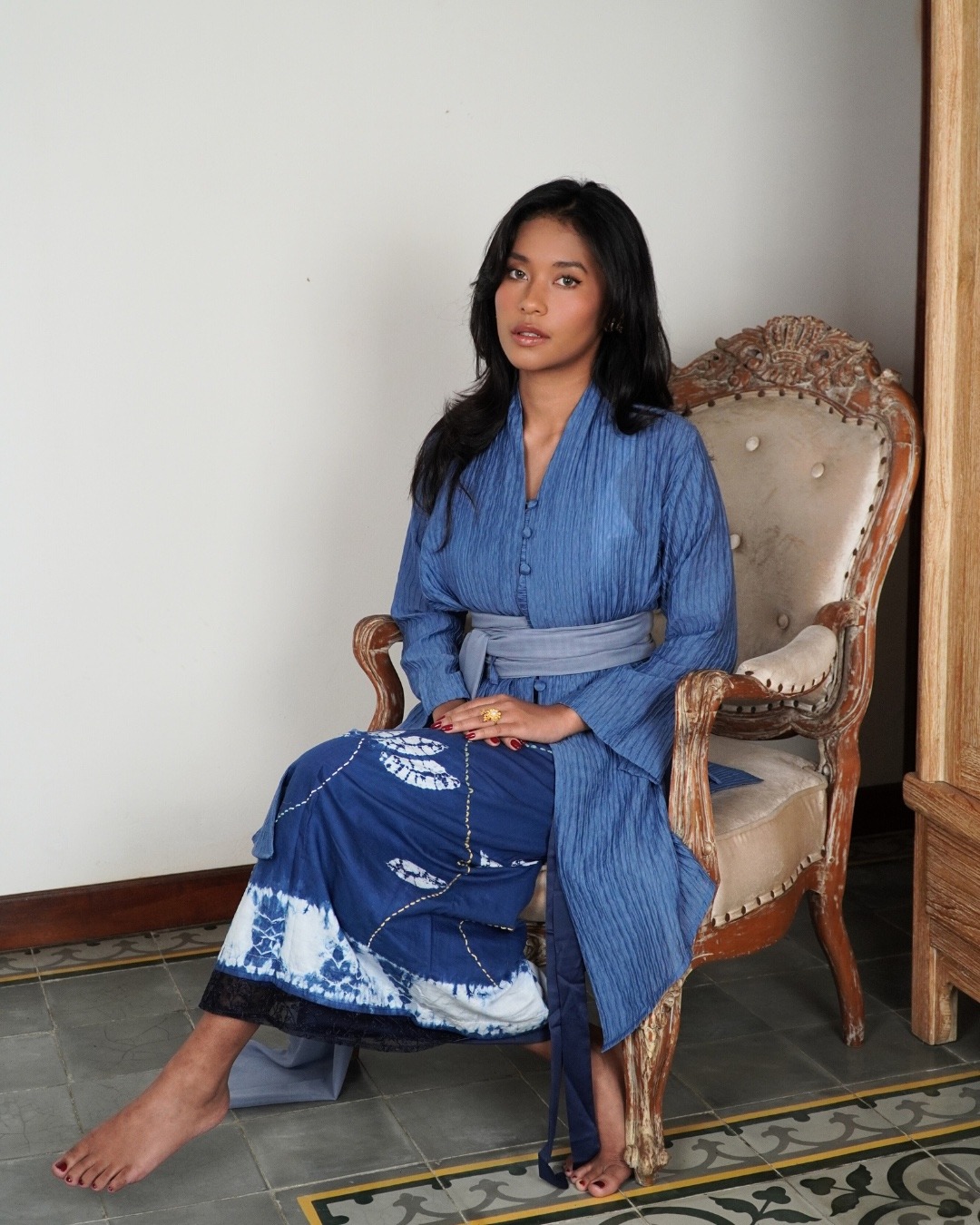 BOOLAO Kebaya MIRANA Kemben Detachable (Outer Bongkar Pasang) - Biru