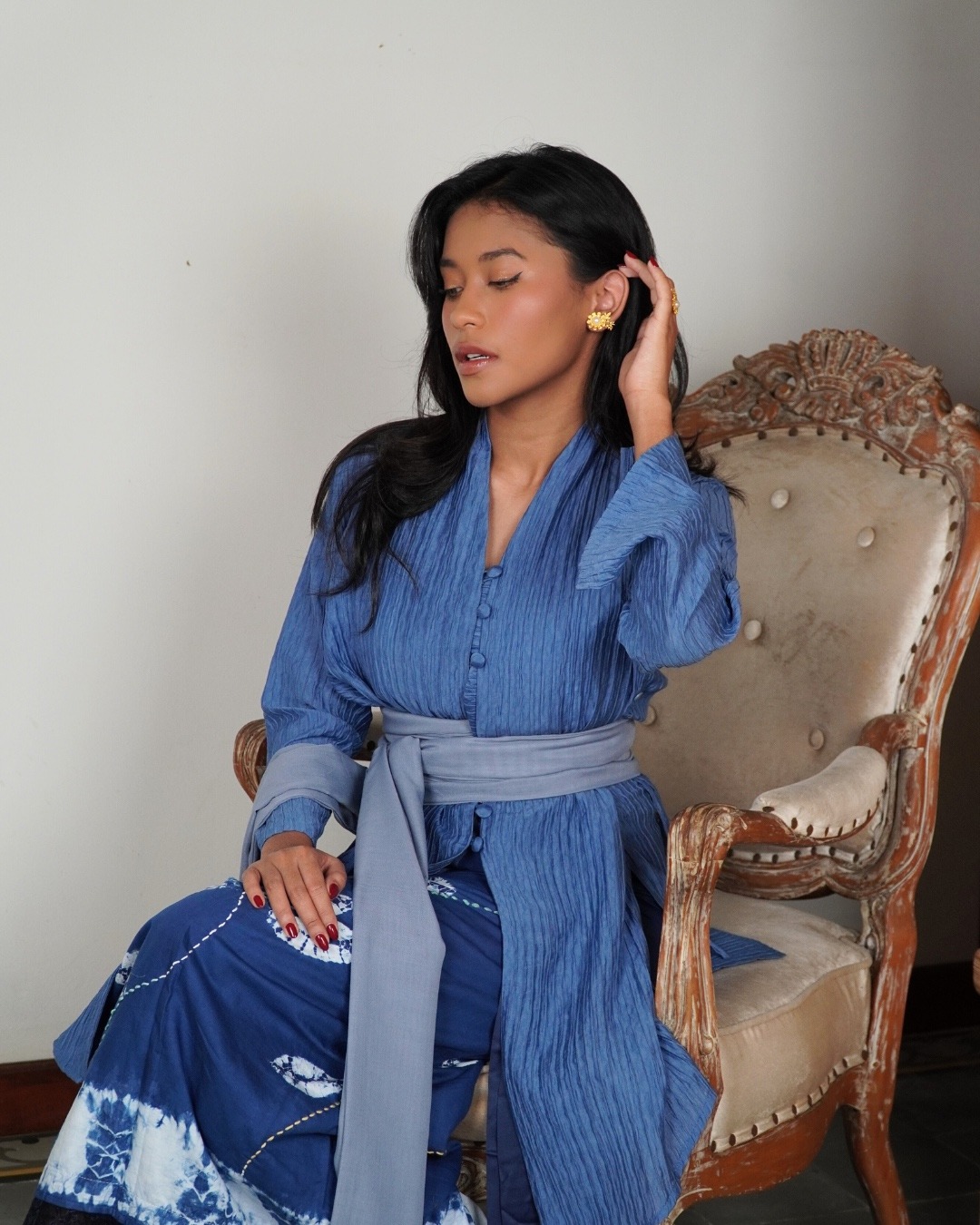 BOOLAO Kebaya MIRANA Kemben Detachable (Outer Bongkar Pasang) - Biru
