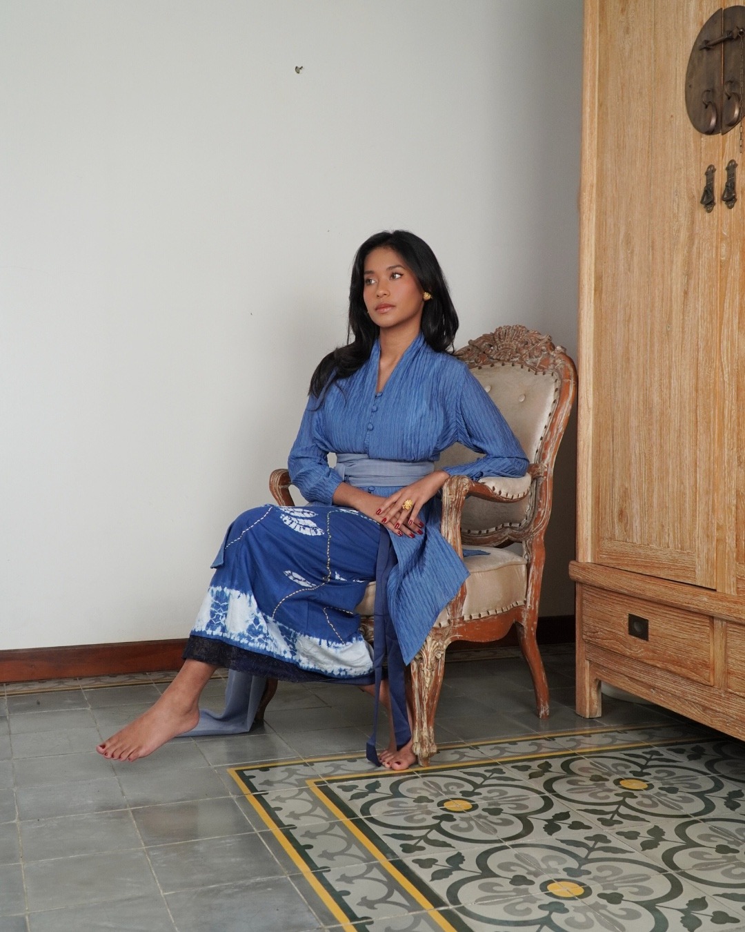 BOOLAO Kebaya MIRANA Kemben Detachable (Outer Bongkar Pasang) - Biru