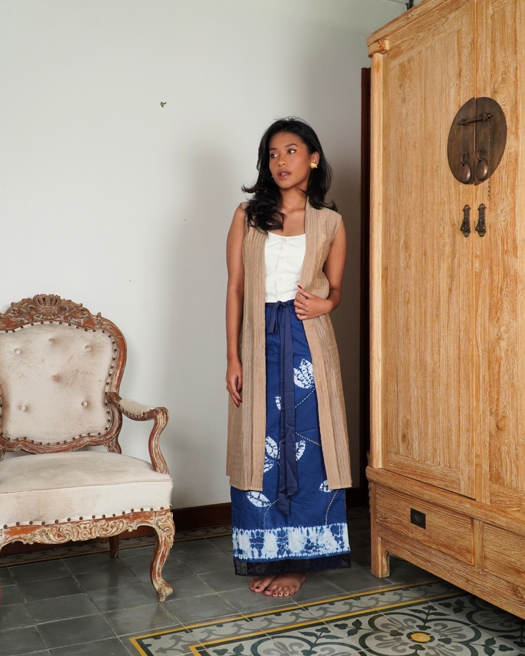 Outer ASMARA Kemben Sleeveless Detachable (Kebaya Bongkar Pasang) - Coklat