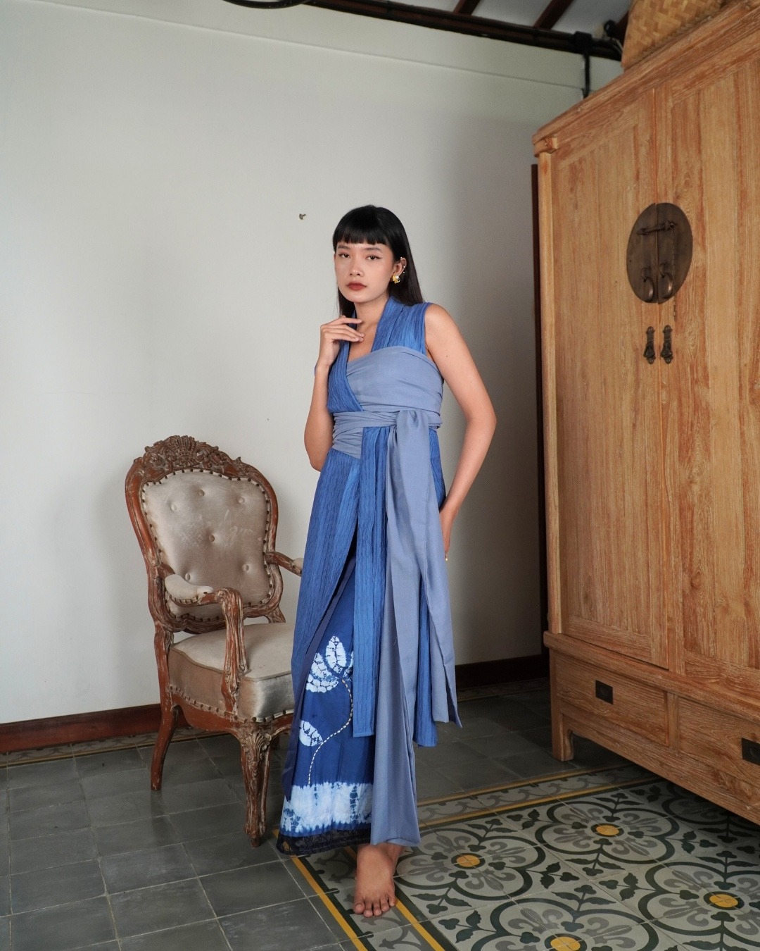 Outer ASMARA Kemben Sleeveless Detachable (Kebaya Bongkar Pasang) - Biru