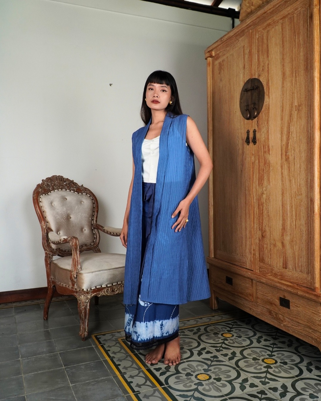 Outer ASMARA Kemben Sleeveless Detachable (Kebaya Bongkar Pasang) - Biru