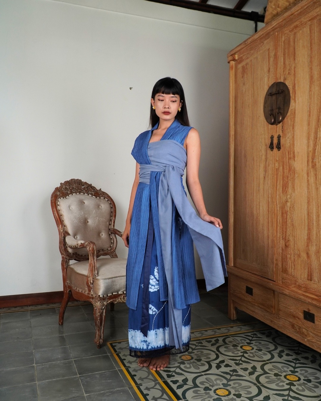 Outer ASMARA Kemben Sleeveless Detachable (Kebaya Bongkar Pasang) - Biru