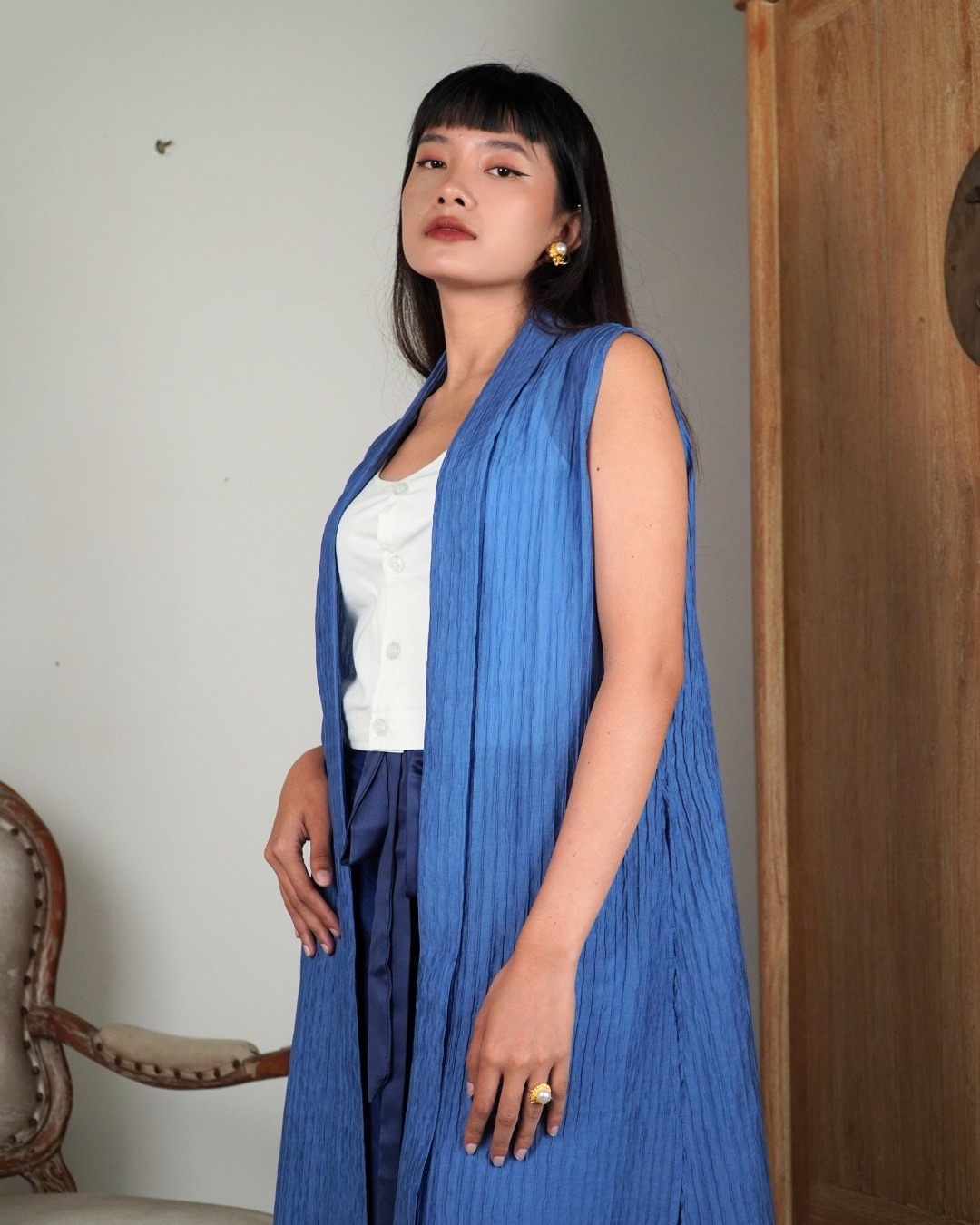 Outer ASMARA Kemben Sleeveless Detachable (Kebaya Bongkar Pasang) - Biru