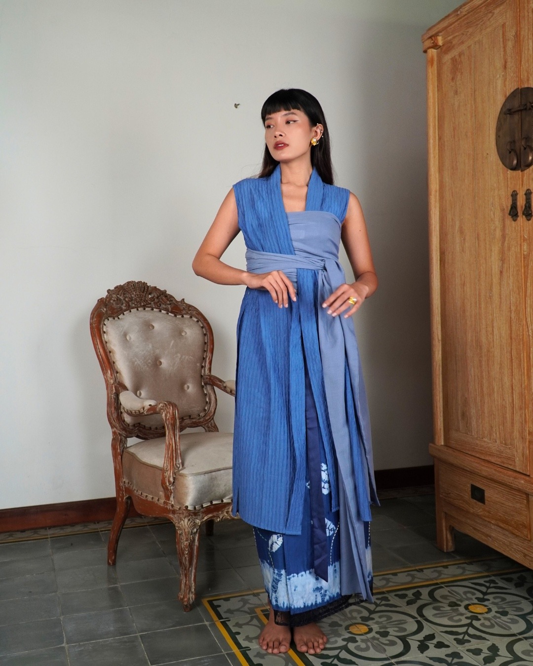 Outer ASMARA Kemben Sleeveless Detachable (Kebaya Bongkar Pasang) - Biru